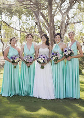 Dora | Loving Fate Infinity Aqua Chiffon Maxi Bridesmaid Dress with Multiway Convertible - Price #price_variant_lowest# - Aqua - PromDressClub